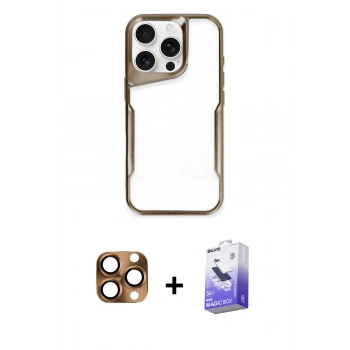 MARSİLYAN™- iPhone 16 Pro Max Kılıf Akış Çizgi Koleksiyonu - Siyah Bilvis 5in1 5D Magic Hayalet Cam Ekran Koruyucu + Pers Alüminyum Kamera Lens - CLTM