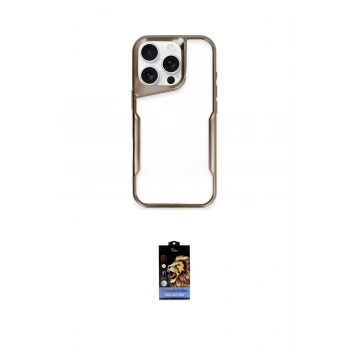 MARSİLYAN™- iPhone 16 Pro Max Kılıf Akış Çizgi Koleksiyonu - Siyah Buffer Hayalet Cam Ekran Koruyucu