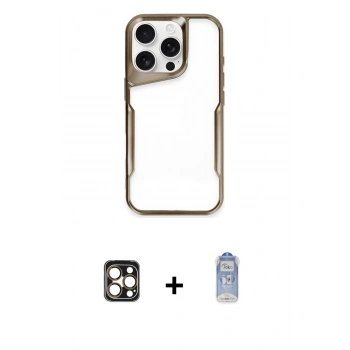 MARSİLYAN™- iPhone 16 Pro Max Kılıf Akış Çizgi Koleksiyonu - Siyah Joko Magic 5D Cam + PVD Metal Kamera Lens - GD