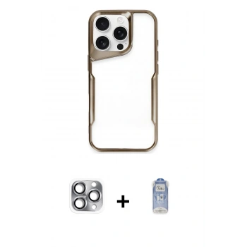 MARSİLYAN™- iPhone 16 Pro Max Kılıf Akış Çizgi Koleksiyonu - Siyah Joko Magic 5D Cam + Pers Alüminyum Kamera Lens - GI