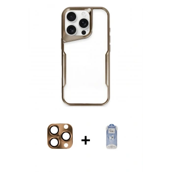 MARSİLYAN™- iPhone 16 Pro Max Kılıf Akış Çizgi Koleksiyonu - Siyah Joko Magic 5D Cam + Pers Alüminyum Kamera Lens - CLTM