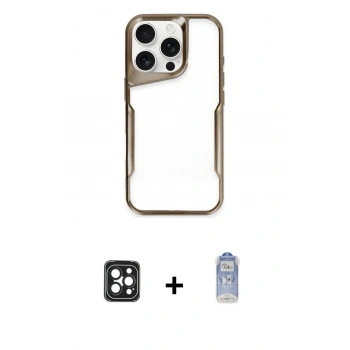 MARSİLYAN™- iPhone 16 Pro Max Kılıf Akış Çizgi Koleksiyonu - Siyah Joko Magic 5D Cam + PVD Metal Kamera Lens - SH