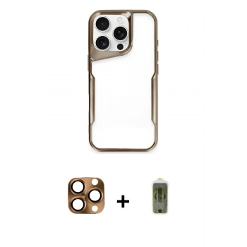 MARSİLYAN™- iPhone 16 Pro Max Kılıf Akış Çizgi Koleksiyonu - Siyah Joko Magic 5D Hayalet Cam + Pers Alüminyum Kamera Lens - CLTM
