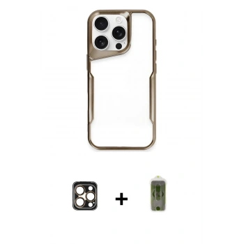 MARSİLYAN™- iPhone 16 Pro Max Kılıf Akış Çizgi Koleksiyonu - Siyah Joko Magic 5D Hayalet Cam + PVD Metal Kamera Lens - GD