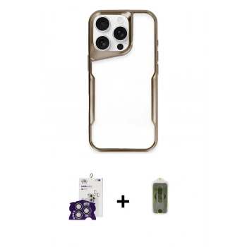 MARSİLYAN™- iPhone 16 Pro Max Kılıf Akış Çizgi Koleksiyonu - Siyah Joko Magic 5D Hayalet Cam + Bilvis Titan Kamera Lens - GS