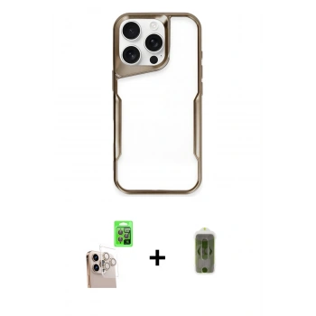 MARSİLYAN™- iPhone 16 Pro Max Kılıf Akış Çizgi Koleksiyonu - Siyah Joko Magic 5D Hayalet Cam + Raze Metal Kamera Lens - NLGY