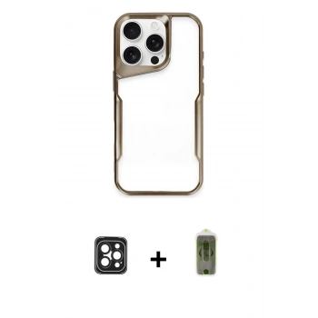 MARSİLYAN™- iPhone 16 Pro Max Kılıf Akış Çizgi Koleksiyonu - Siyah Joko Magic 5D Hayalet Cam + PVD Metal Kamera Lens - SH