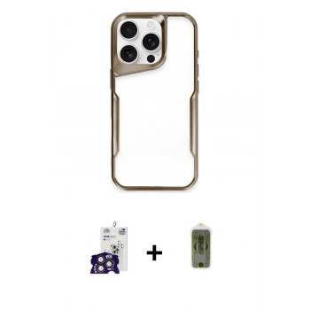 MARSİLYAN™- iPhone 16 Pro Max Kılıf Akış Çizgi Koleksiyonu - Siyah Joko Magic 5D Hayalet Cam + Bilvis Titan Kamera Lens - TMGI