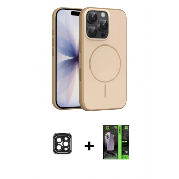 MARSİLYAN™- iPhone 16 Pro Max Kılıf Atlas Asil Prime - Şeffaf 360 Full Body Arka Koruyucu + PVD Metal Kamera Lens - SH