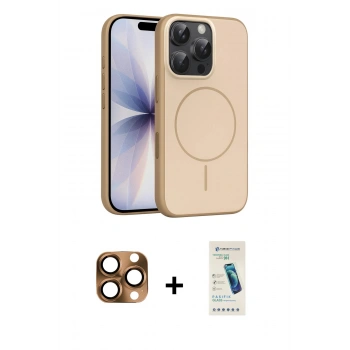 MARSİLYAN™- iPhone 16 Pro Max Kılıf Atlas Asil Prime - Şeffaf Pasifik Cam Ekran Koruyucu + Pers Alüminyum Kamera Lens - CLTM