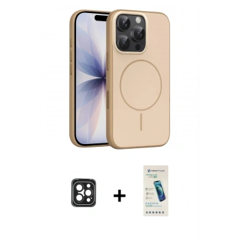 MARSİLYAN™- iPhone 16 Pro Max Kılıf Atlas Asil Prime - Şeffaf Pasifik Cam Ekran Koruyucu + PVD Metal Kamera Lens - SH