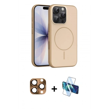 MARSİLYAN™- iPhone 16 Pro Max Kılıf Atlas Asil Prime - Siyah 3D Antistatik Cam Ekran Koruyucu + Pers Alüminyum Kamera Lens - CLTM