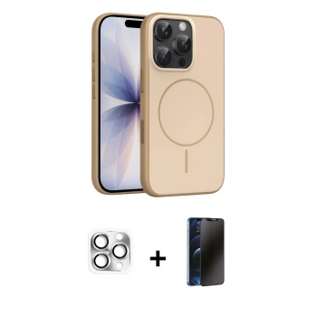 MARSİLYAN™- iPhone 16 Pro Max Kılıf Atlas Asil Prime - Siyah 3D Antistatik Hayalet Cam Ekran Koruyucu + Pers Alüminyum Kamera Lens - GS