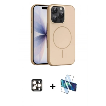 MARSİLYAN™- iPhone 16 Pro Max Kılıf Atlas Asil Prime - Siyah 3D Antistatik Seramik Nano Ekran Koruyucu + PVD Metal Kamera Lens - GD