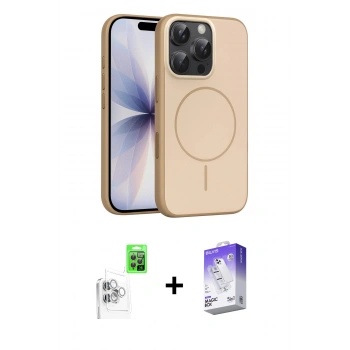 MARSİLYAN™- iPhone 16 Pro Max Kılıf Atlas Asil Prime - Siyah Bilvis 5in1 3D Magic Cam Ekran Koruyucu + Raze Metal Kamera Lens - BZ