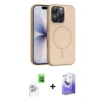 MARSİLYAN™- iPhone 16 Pro Max Kılıf Atlas Asil Prime - Siyah Bilvis 5in1 5D Magic Hayalet Cam Ekran Koruyucu + Raze Metal Kamera Lens - BZ