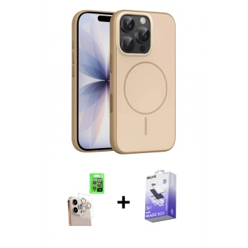 MARSİLYAN™- iPhone 16 Pro Max Kılıf Atlas Asil Prime - Siyah Bilvis 5in1 5D Magic Hayalet Cam Ekran Koruyucu + Raze Metal Kamera Lens - NLGY