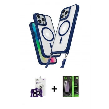 MARSİLYAN™- iPhone 16 Pro Max Kılıf Atlas Doku Koleksiyonu - Şeffaf 360 Full Body Arka Koruyucu + Bilvis Titan Kamera Lens - SH
