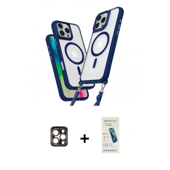 MARSİLYAN™- iPhone 16 Pro Max Kılıf Atlas Doku Koleksiyonu - Şeffaf Pasifik Cam Ekran Koruyucu + PVD Metal Kamera Lens - GD