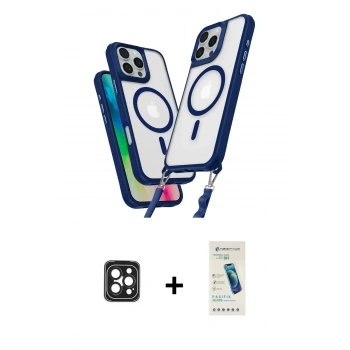 MARSİLYAN™- iPhone 16 Pro Max Kılıf Atlas Doku Koleksiyonu - Şeffaf Pasifik Cam Ekran Koruyucu + PVD Metal Kamera Lens - SH