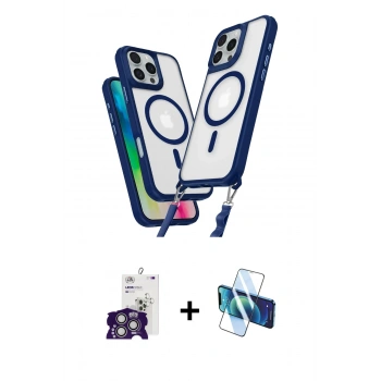 MARSİLYAN™- iPhone 16 Pro Max Kılıf Atlas Doku Koleksiyonu - Siyah 3D Antistatik Cam Ekran Koruyucu + Bilvis Titan Kamera Lens - GS