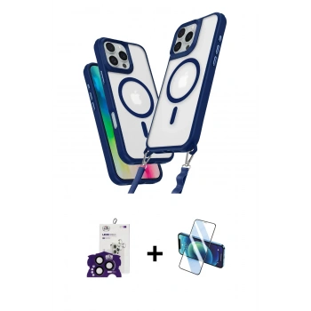 MARSİLYAN™- iPhone 16 Pro Max Kılıf Atlas Doku Koleksiyonu - Siyah 3D Antistatik Cam Ekran Koruyucu + Bilvis Titan Kamera Lens - SH