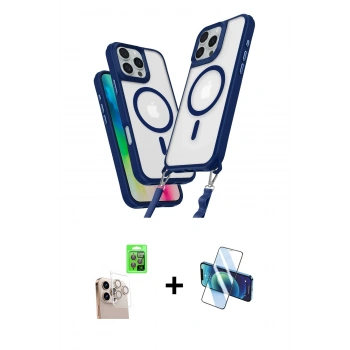 MARSİLYAN™- iPhone 16 Pro Max Kılıf Atlas Doku Koleksiyonu - Siyah 3D Antistatik Cam Ekran Koruyucu + Raze Metal Kamera Lens - NLGY
