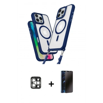 MARSİLYAN™- iPhone 16 Pro Max Kılıf Atlas Doku Koleksiyonu - Siyah 3D Antistatik Hayalet Cam Ekran Koruyucu + PVD Metal Kamera Lens - GS