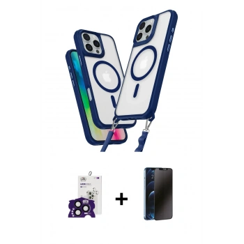 MARSİLYAN™- iPhone 16 Pro Max Kılıf Atlas Doku Koleksiyonu - Siyah 3D Antistatik Hayalet Cam Ekran Koruyucu + Bilvis Titan Kamera Lens - SH