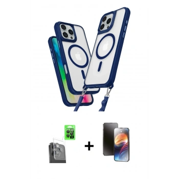 MARSİLYAN™- iPhone 16 Pro Max Kılıf Atlas Doku Koleksiyonu - Siyah 3D Antistatik Mat Seramik Nano Ekran Koruyucu + Raze Metal Kamera Lens - SH