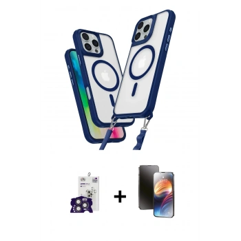 MARSİLYAN™- iPhone 16 Pro Max Kılıf Atlas Doku Koleksiyonu - Siyah 3D Antistatik Mat Seramik Nano Ekran Koruyucu + Bilvis Titan Kamera Lens - TMGI