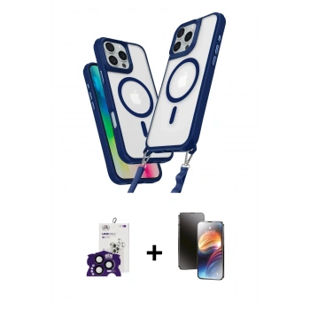 MARSİLYAN™- iPhone 16 Pro Max Kılıf Atlas Doku Koleksiyonu - Siyah 3D Antistatik Mat Seramik Nano Ekran Koruyucu + Bilvis Titan Kamera Lens - SH