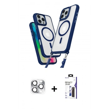 MARSİLYAN™- iPhone 16 Pro Max Kılıf Atlas Doku Koleksiyonu - Siyah Bilvis 3X AR Hayalet Cam Ekran Koruyucu + Pers Alüminyum Kamera Lens - GS