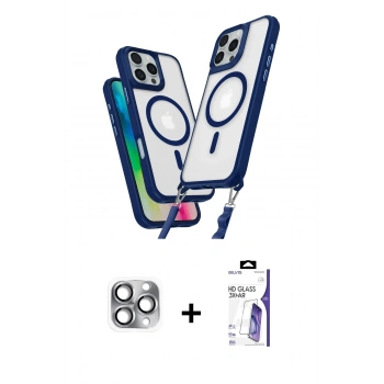 MARSİLYAN™- iPhone 16 Pro Max Kılıf Atlas Doku Koleksiyonu - Siyah Bilvis 3X AR HD Cam Ekran Koruyucu + Pers Alüminyum Kamera Lens - GI