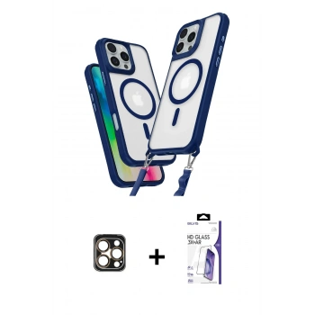 MARSİLYAN™- iPhone 16 Pro Max Kılıf Atlas Doku Koleksiyonu - Siyah Bilvis 3X AR HD Cam Ekran Koruyucu + PVD Metal Kamera Lens - GD