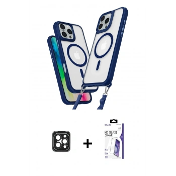 MARSİLYAN™- iPhone 16 Pro Max Kılıf Atlas Doku Koleksiyonu - Siyah Bilvis 3X AR HD Cam Ekran Koruyucu + PVD Metal Kamera Lens - SH