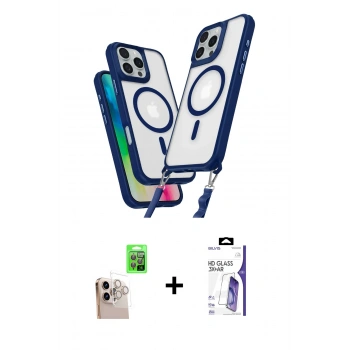 MARSİLYAN™- iPhone 16 Pro Max Kılıf Atlas Doku Koleksiyonu - Siyah Bilvis 3X AR HD Cam Ekran Koruyucu + Raze Metal Kamera Lens - NLGY