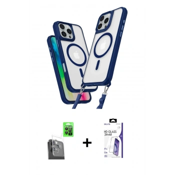MARSİLYAN™- iPhone 16 Pro Max Kılıf Atlas Doku Koleksiyonu - Siyah Bilvis 3X AR HD Cam Ekran Koruyucu + Raze Metal Kamera Lens - SH