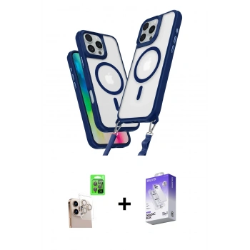 MARSİLYAN™- iPhone 16 Pro Max Kılıf Atlas Doku Koleksiyonu - Siyah Bilvis 5in1 3D Magic Cam Ekran Koruyucu + Raze Metal Kamera Lens - NLGY