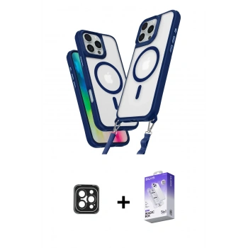 MARSİLYAN™- iPhone 16 Pro Max Kılıf Atlas Doku Koleksiyonu - Siyah Bilvis 5in1 3D Magic Cam Ekran Koruyucu + PVD Metal Kamera Lens - SH