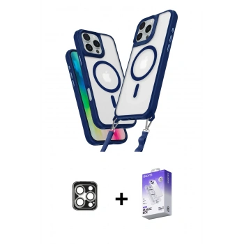 MARSİLYAN™- iPhone 16 Pro Max Kılıf Atlas Doku Koleksiyonu - Siyah Bilvis 5in1 3D Magic Cam Ekran Koruyucu + PVD Metal Kamera Lens - GS