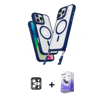 MARSİLYAN™- iPhone 16 Pro Max Kılıf Atlas Doku Koleksiyonu - Siyah Bilvis 5in1 5D Magic Hayalet Cam Ekran Koruyucu + PVD Metal Kamera Lens - GS