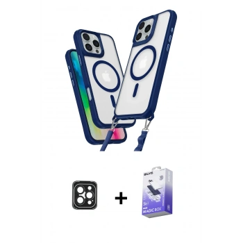 MARSİLYAN™- iPhone 16 Pro Max Kılıf Atlas Doku Koleksiyonu - Siyah Bilvis 5in1 5D Magic Hayalet Cam Ekran Koruyucu + PVD Metal Kamera Lens - SH