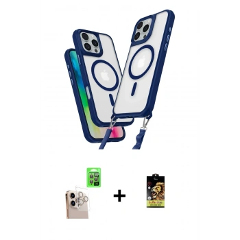 MARSİLYAN™- iPhone 16 Pro Max Kılıf Atlas Doku Koleksiyonu - Siyah Buffer Cam Ekran Koruyucu + Raze Metal Kamera Lens - NLGY