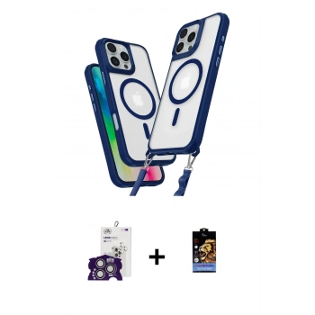 MARSİLYAN™- iPhone 16 Pro Max Kılıf Atlas Doku Koleksiyonu - Siyah Buffer Hayalet Cam Ekran Koruyucu + Bilvis Titan Kamera Lens - GS