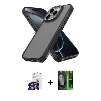 MARSİLYAN™- iPhone 16 Pro Max Kılıf Atlas Form - Şeffaf 360 Full Body Arka Koruyucu + Bilvis Titan Kamera Lens - GS