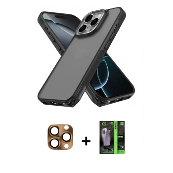 MARSİLYAN™- iPhone 16 Pro Max Kılıf Atlas Form - Şeffaf 360 Full Body Arka Koruyucu + Pers Alüminyum Kamera Lens - CLTM