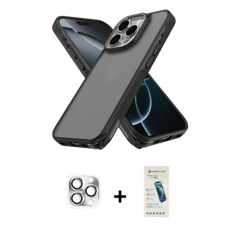 MARSİLYAN™- iPhone 16 Pro Max Kılıf Atlas Form - Şeffaf Pasifik Cam Ekran Koruyucu + Pers Alüminyum Kamera Lens - GS