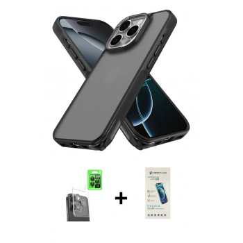 MARSİLYAN™- iPhone 16 Pro Max Kılıf Atlas Form - Şeffaf Pasifik Cam Ekran Koruyucu + Raze Metal Kamera Lens - SH