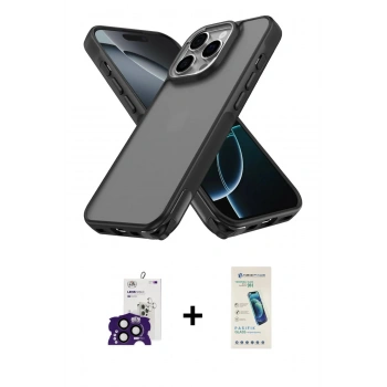 MARSİLYAN™- iPhone 16 Pro Max Kılıf Atlas Form - Şeffaf Pasifik Cam Ekran Koruyucu + Bilvis Titan Kamera Lens - SH